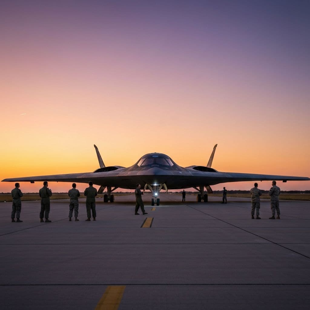 Military airforce runway at sunset