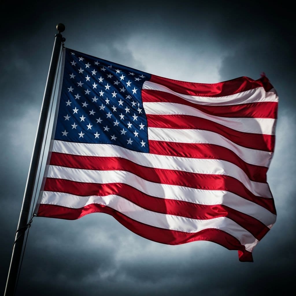 American flag waving in the wind